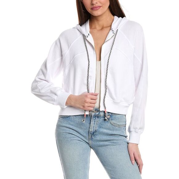 SUNDRY Sweaters - Sundry Womens  Contrast Stitching Horizon Zip Hoodie, White